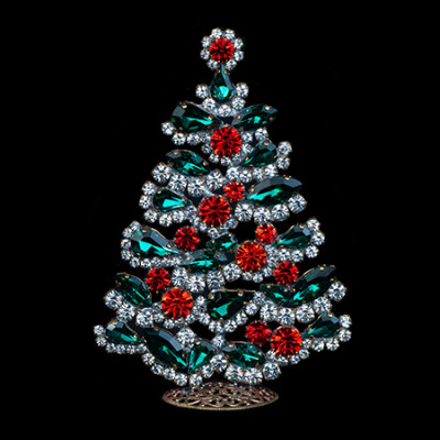 Radiant crystal Christmas tree with rhinestones in festive colors